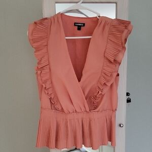Express Women's Coral Ruffle Blouse